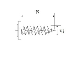 Upevňovacia skrutka - V4219 - 4,2 x 19 mm - drážka PH-2 Upevňovacia skrutka - V4219 - 4,2 x 19 mm - drážka PH-2