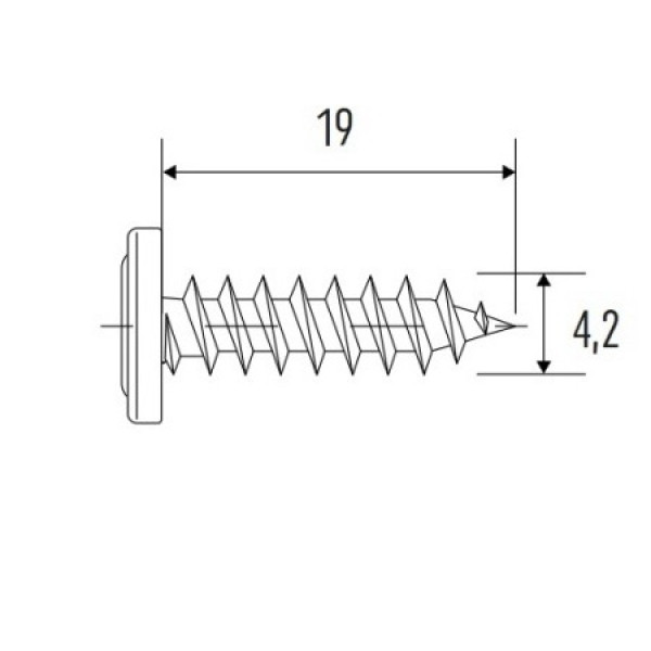 Upevňovacia skrutka - V4219 - 4,2  x 19 mm - drážka PH-2 