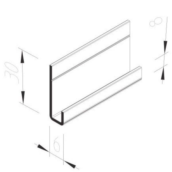 Zakladací J profil vinyTec V5025 - hliníkový /2,5 m