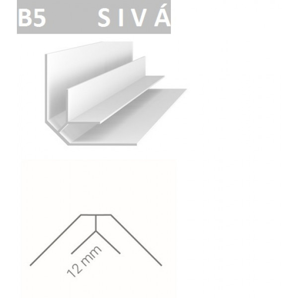 Vnútorný rohový profil – Vilo – B5 – sivá / 2,7m