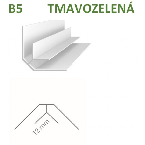 Vnútorný rohový profil – Vilo – B5 – tmavozelená / 2,7m Vnútorný rohový profil – Vilo – B5 – tmavozelená / 2,7m