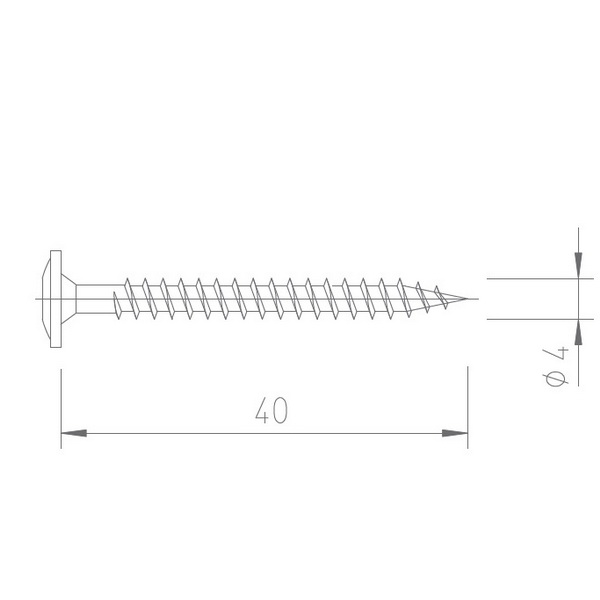 Upevňovacia skrutka V5142 - NEREZ A2 - 4 x 40 mm - drážka Torx Upevňovacia skrutka V5142 - NEREZ A2 - 4 x 40 mm - drážka Torx